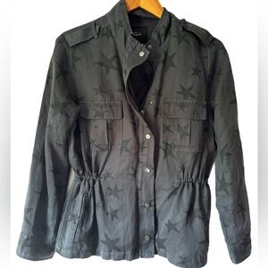 Rails Trey Military Jacket Charcoal Grey Oversized Stars Print Utility Jacket S